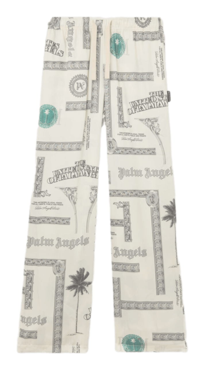 Palm Angels Dollar Print Wide-Leg Pants - Ivory