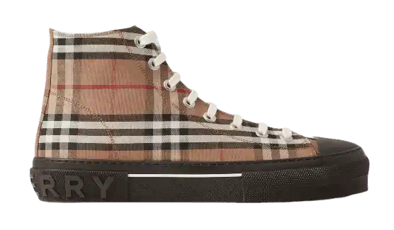 Burberry Check Cotton High-top Sneakers - Birch Brown