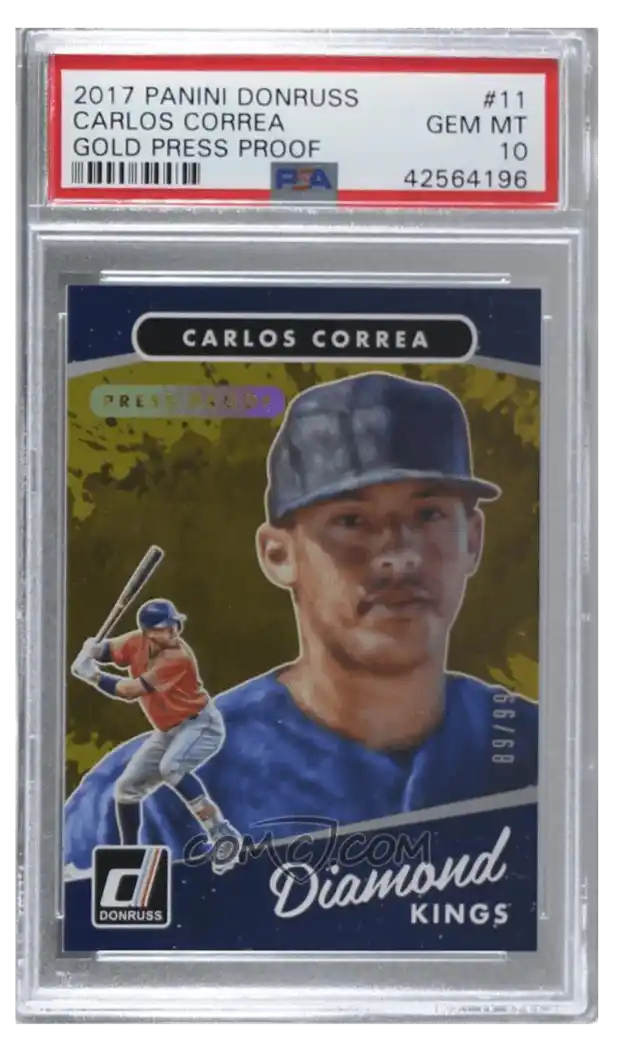 2017 Panini Donruss - Gold Press Proof #11 - Diamond Kings - Carlos Correa /99 PSA 10