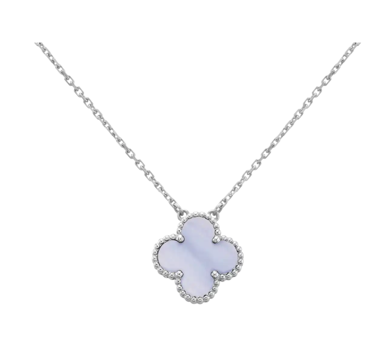 Van Cleef Vintage Alhambra Pendant - White Gold, Chalcedony