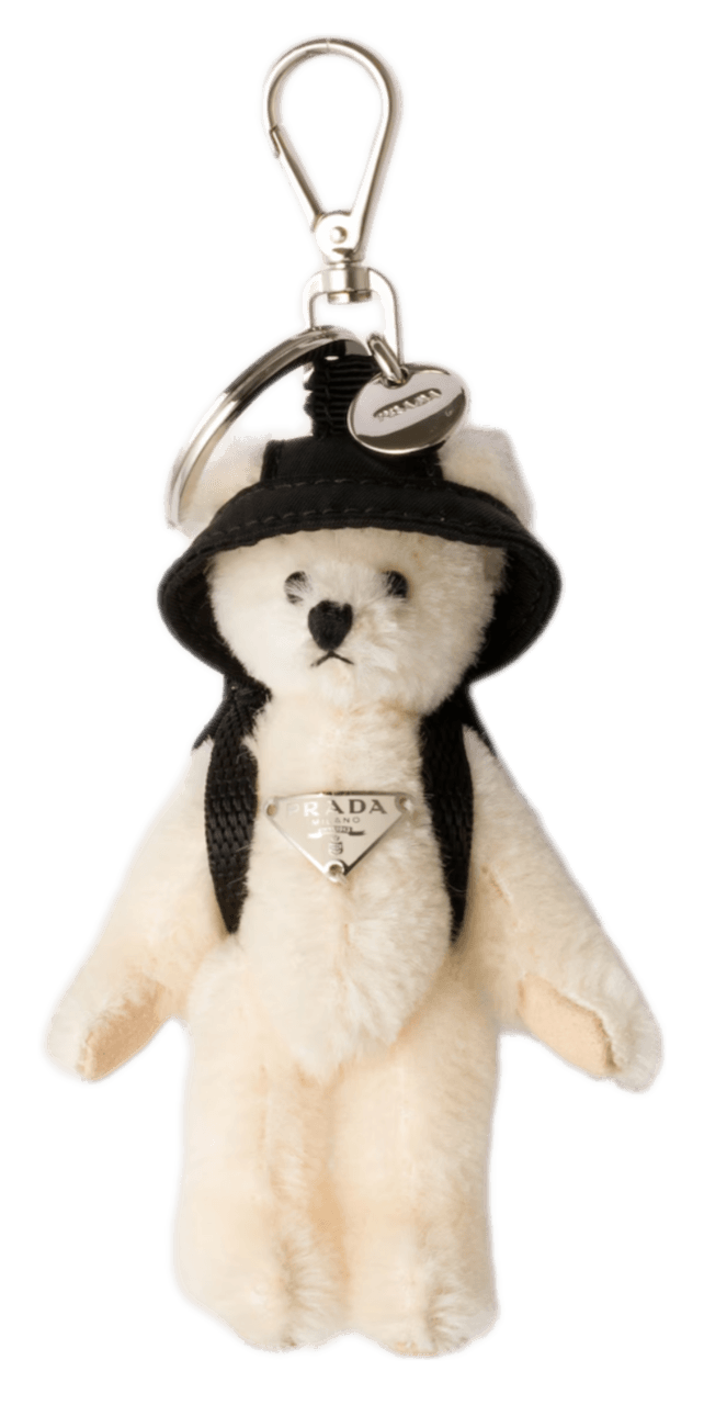 Prada Teddy Keychain Charm - White