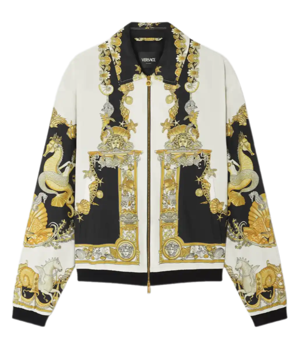 Versace Coral Theatre Blouson Jacket - White and Gold