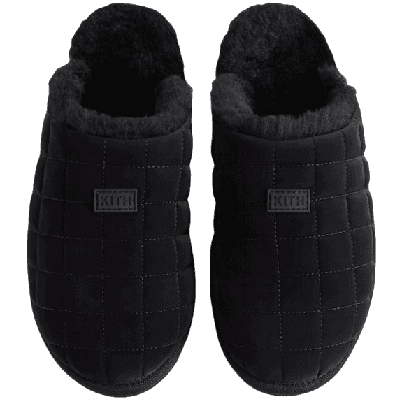 Kith Puffed Classic Logo Slipper - Kithmas Black