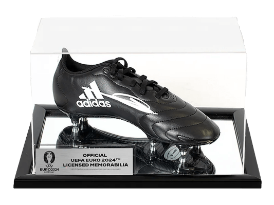 UEFA 2024 Zinedine Zidane Official Black Adidas Boot In Acrylic Case