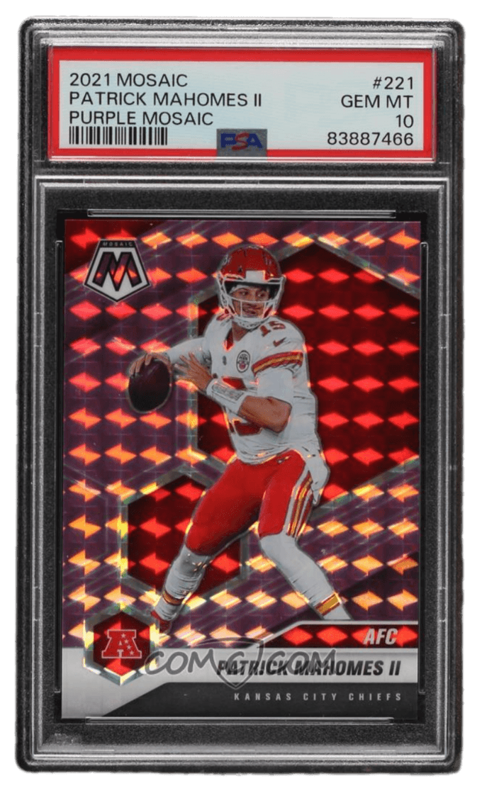 2021 Panini Mosaic - Purple Mosaic Prizm #221 - Variations AFC - Patrick Mahomes II /49 PSA 10