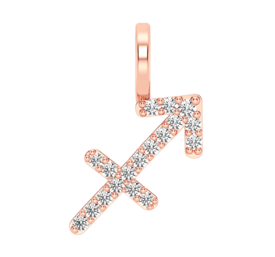 Sagittarius Zodiac Diamond Pendant 14k Solid Rose Gold 0.10ctw