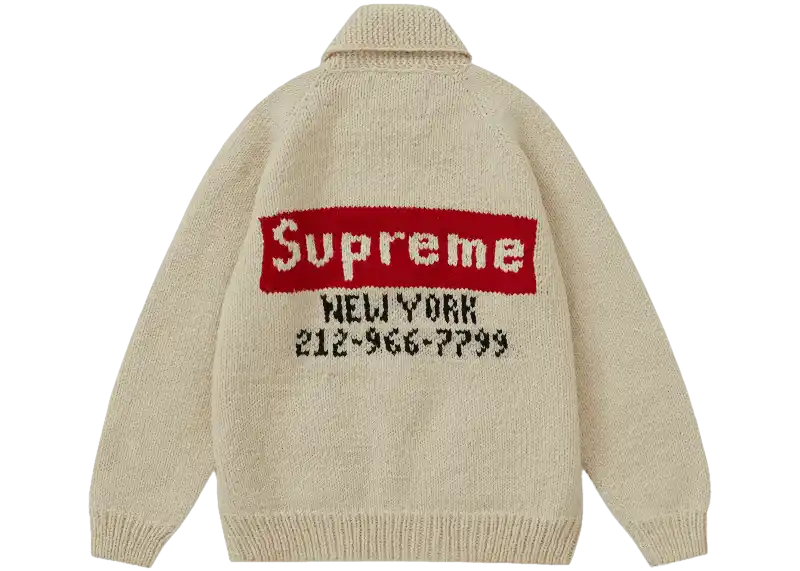 Supreme Box Logo Cowichan Sweater - Natural