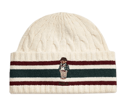 Polo Bear Cable-Knit Cricket Beanie - Cream Multi