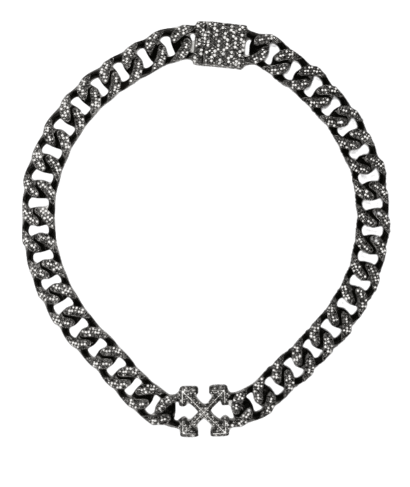 Off-White Full Pave' Arrow Necklace - Black Crystal