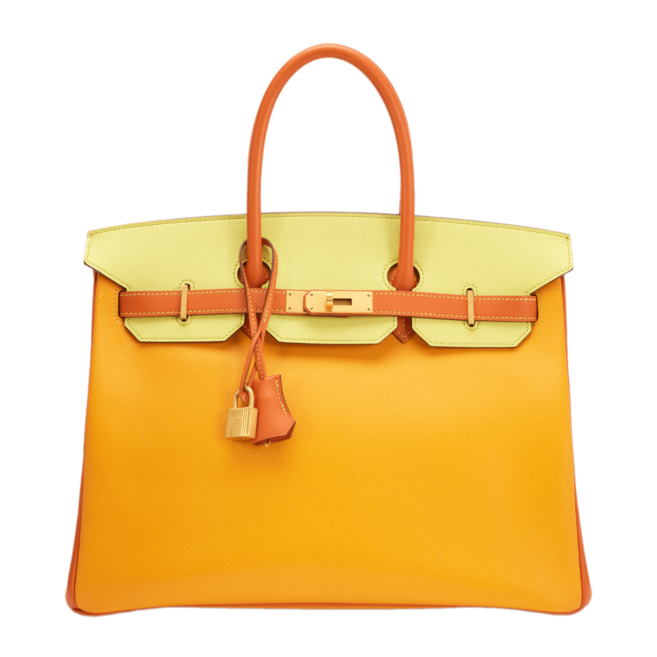 Hermès Soufre, Orange, and Jaune d'or Epsom HSS Birkin 35 Brushed Gold Hardware, 2015