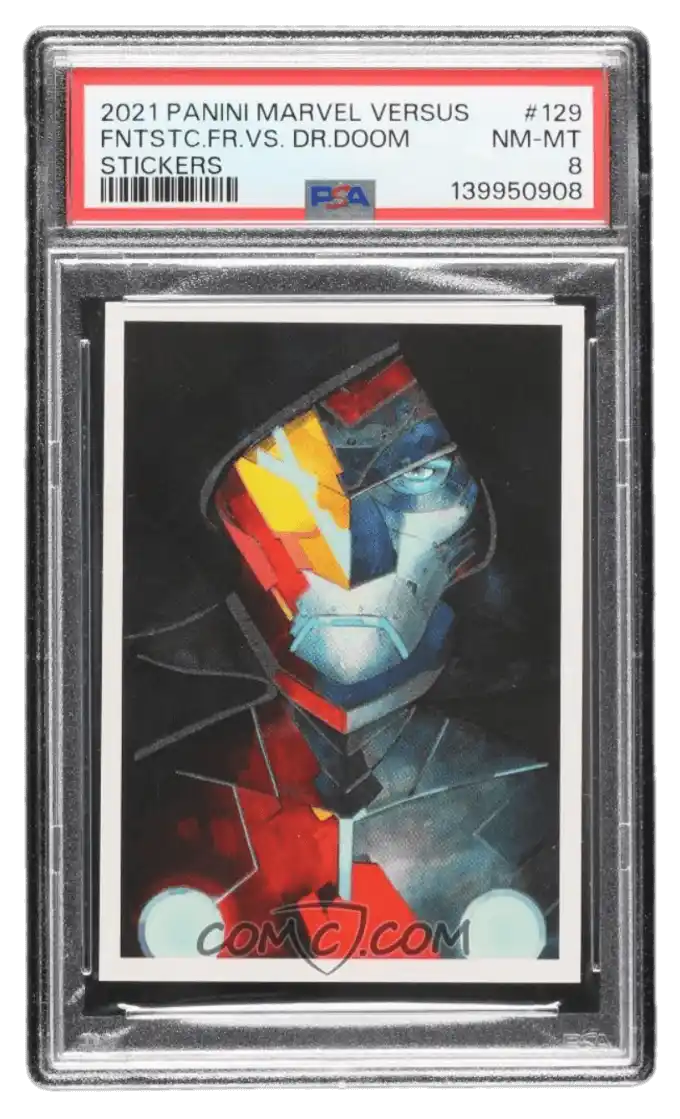 2021 Panini Marvel Versus Stickers - #129 - Glow - Doctor Doom PSA 8