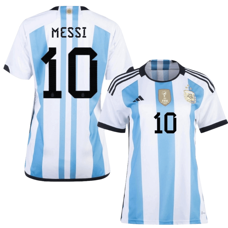 Adidas Argentina 2022-23 Authentic Messi Home Jersey - White/Light Blue