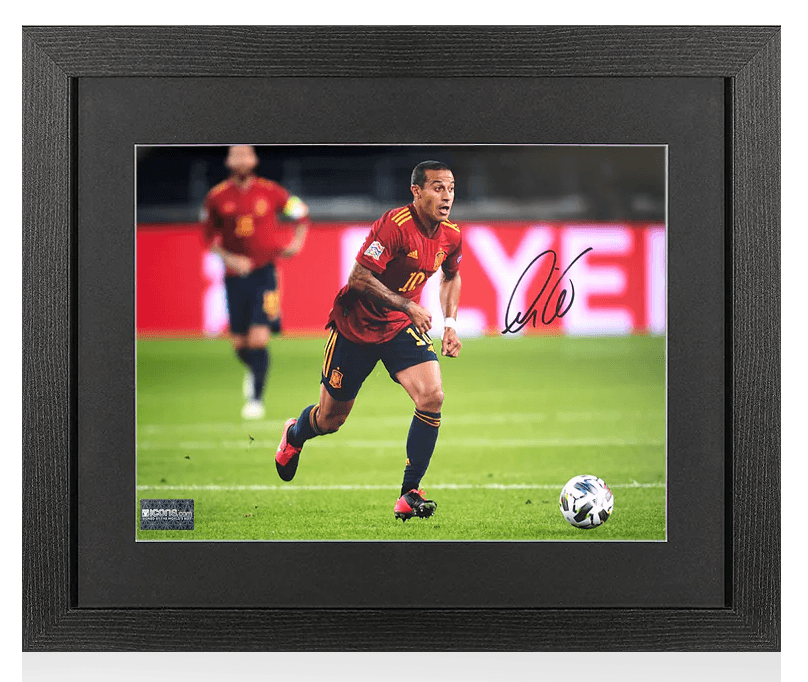 Thiago Alcantara Signed Spain Photo In Black Wooden Frame: In Action