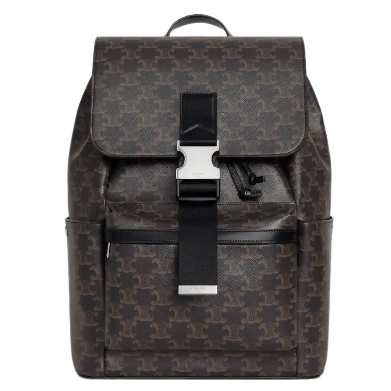 Celine Backpack In Triomphe Canvas and Calfskin - Black