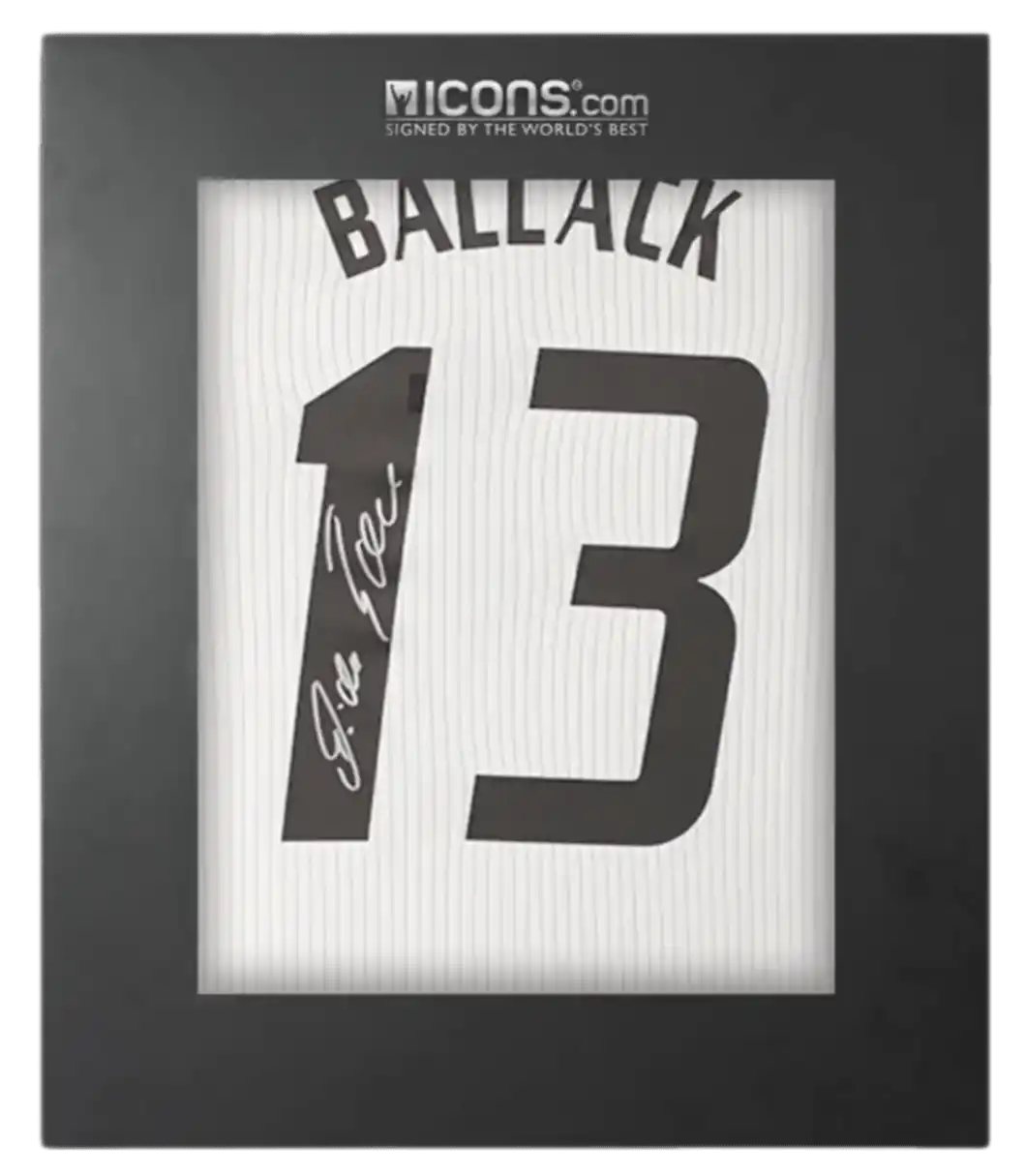 Michael Ballack Back Signed Germany Anniversary Shirt In Deluxe Packaging