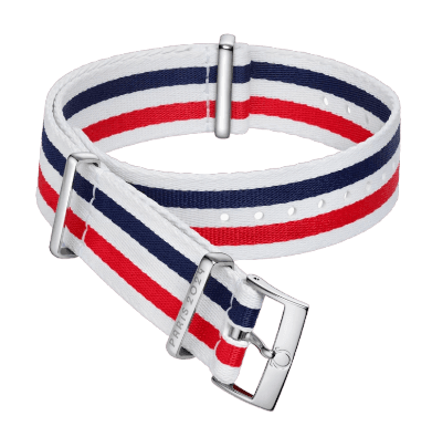 Omega Nato Strap - 5-Stripe White, Blue and Red