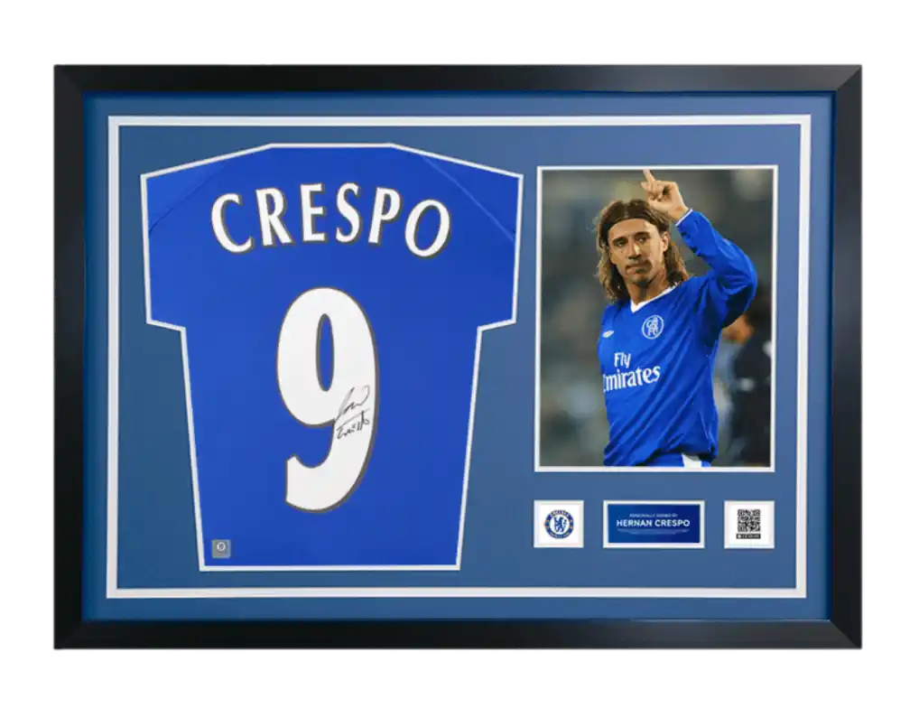 Hernan Crespo Official Chelsea FC Signed and Framed 2000 Home Shirt