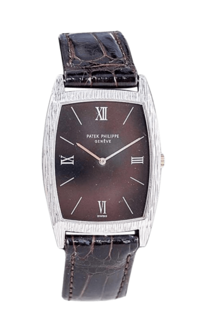 Patek Philippe Tonneau Shape Charcoal Dial- 26mm, 18K White Gold