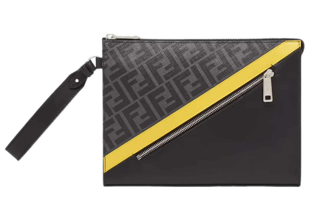 Fendi Timeless Fendi Diagonal Clutch - Gray