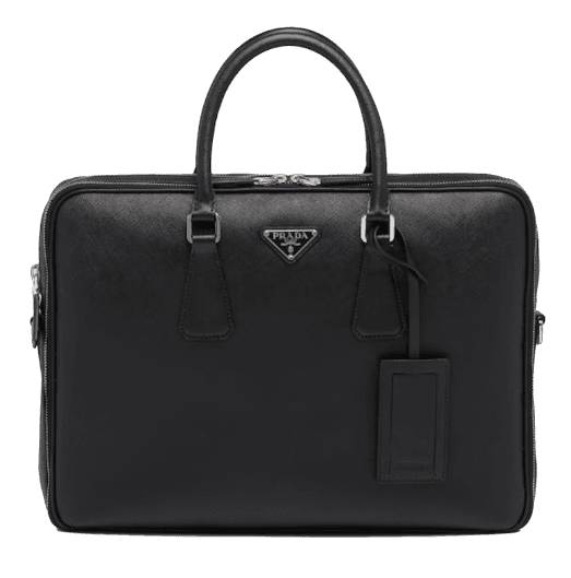 Prada Saffiano Leather Briefcase - Black