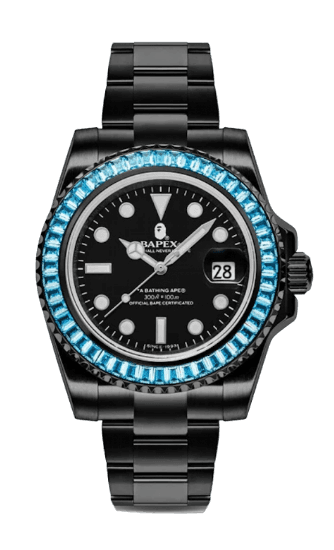 BAPE Type 1 BAPEX Crystal Stone Watch - Black