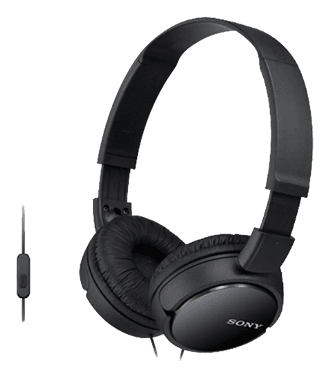 Sony MDR-ZX110AP Wired On-Ear Headphones with Microphone | Black