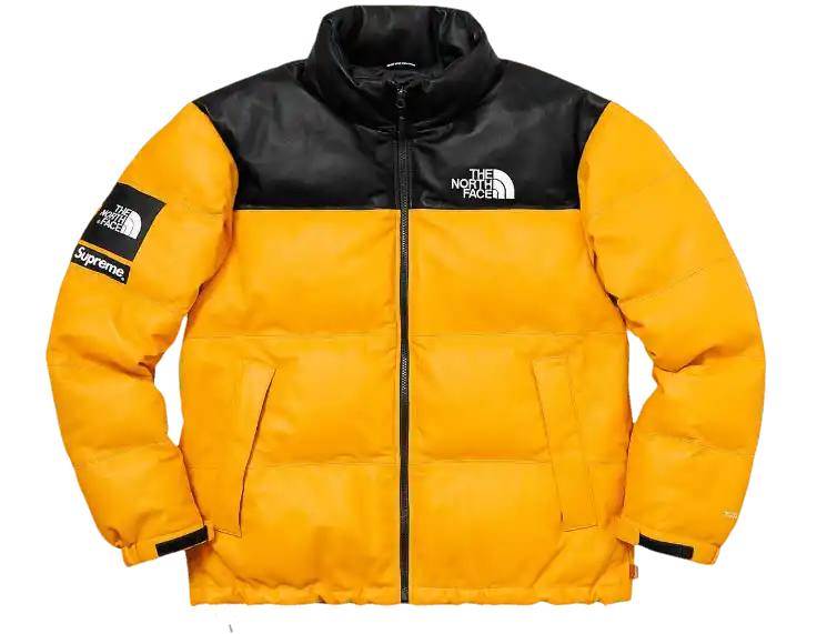 Supreme The North Face Leather Nuptse Jacket - Yellow