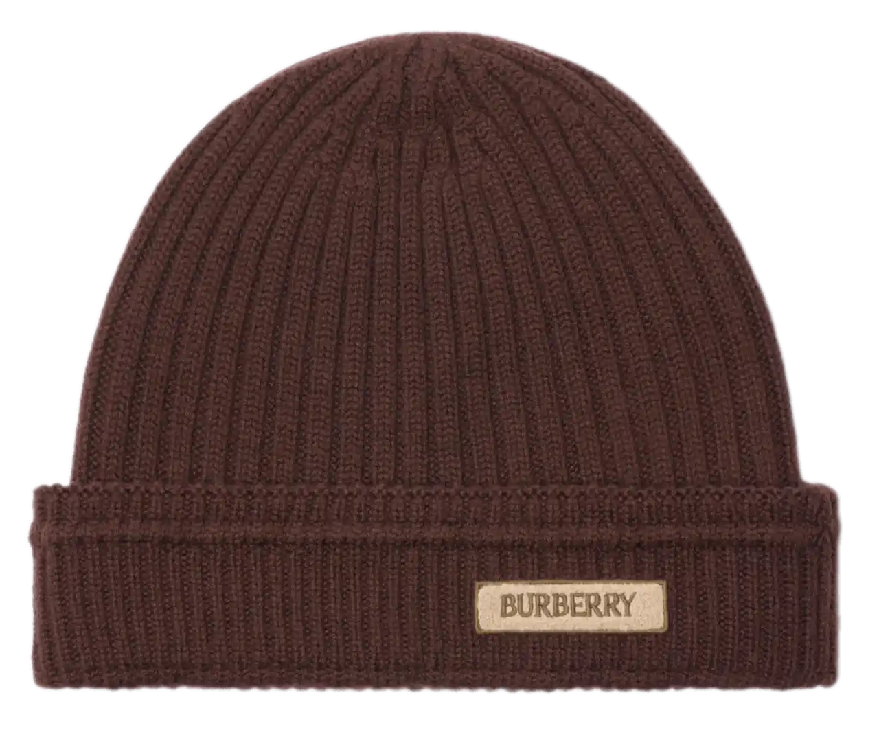 Burberry Logo Patch Wool Beanie - Treacle Brown