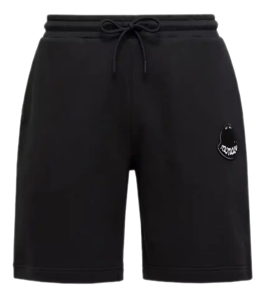 Moncler Logo Patch Cotton Shorts - Black