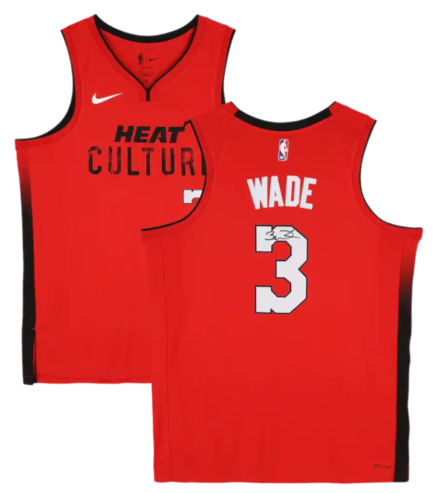 Dwyane Wade Miami Heat Autographed Red 2024-25 City Edition Swingman Jersey