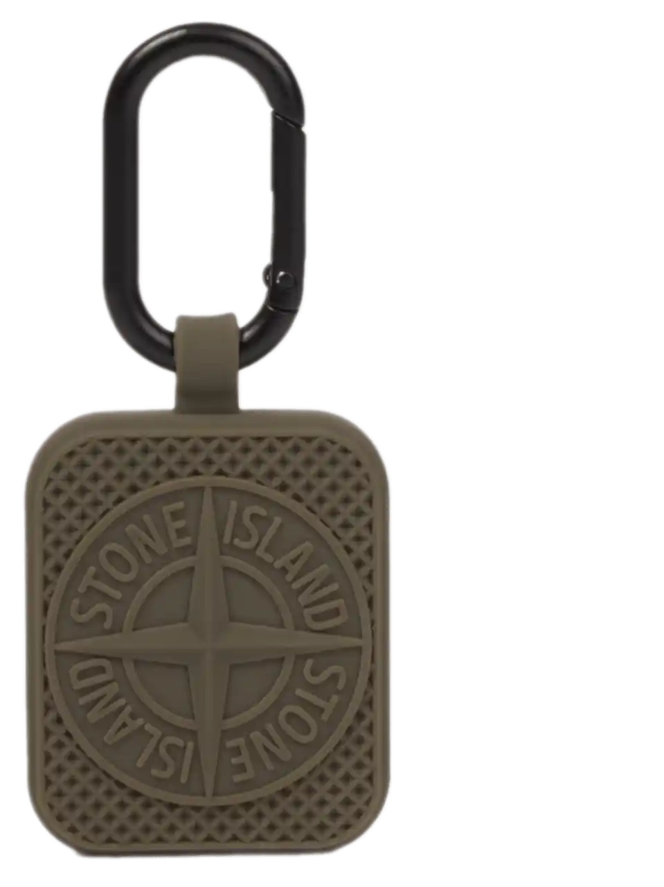 Stone Island Rubberised Silicone AirTag Holder with Carabiner - Military Green