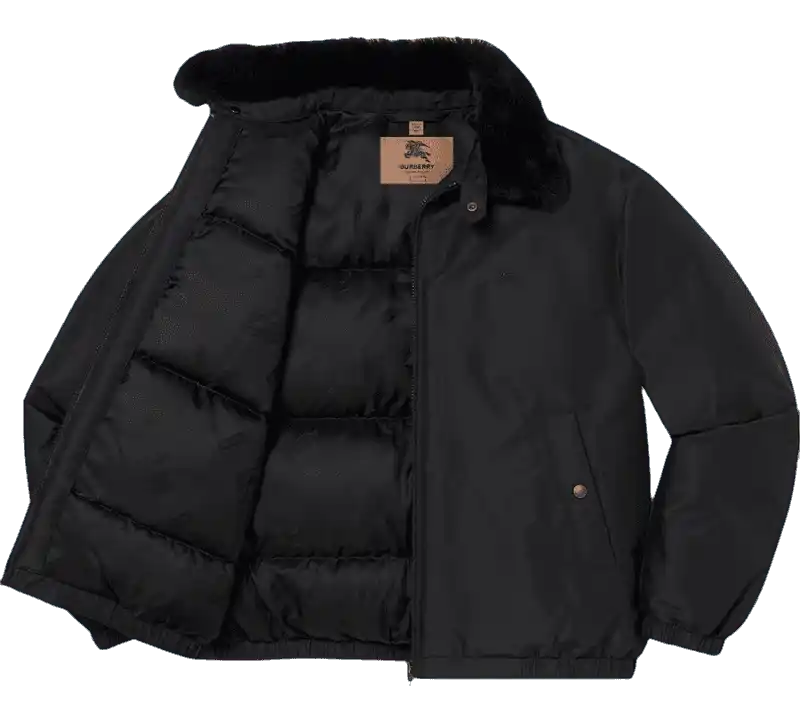 Supreme Burberry Shearling Collar Down Puffer Jacket - Black