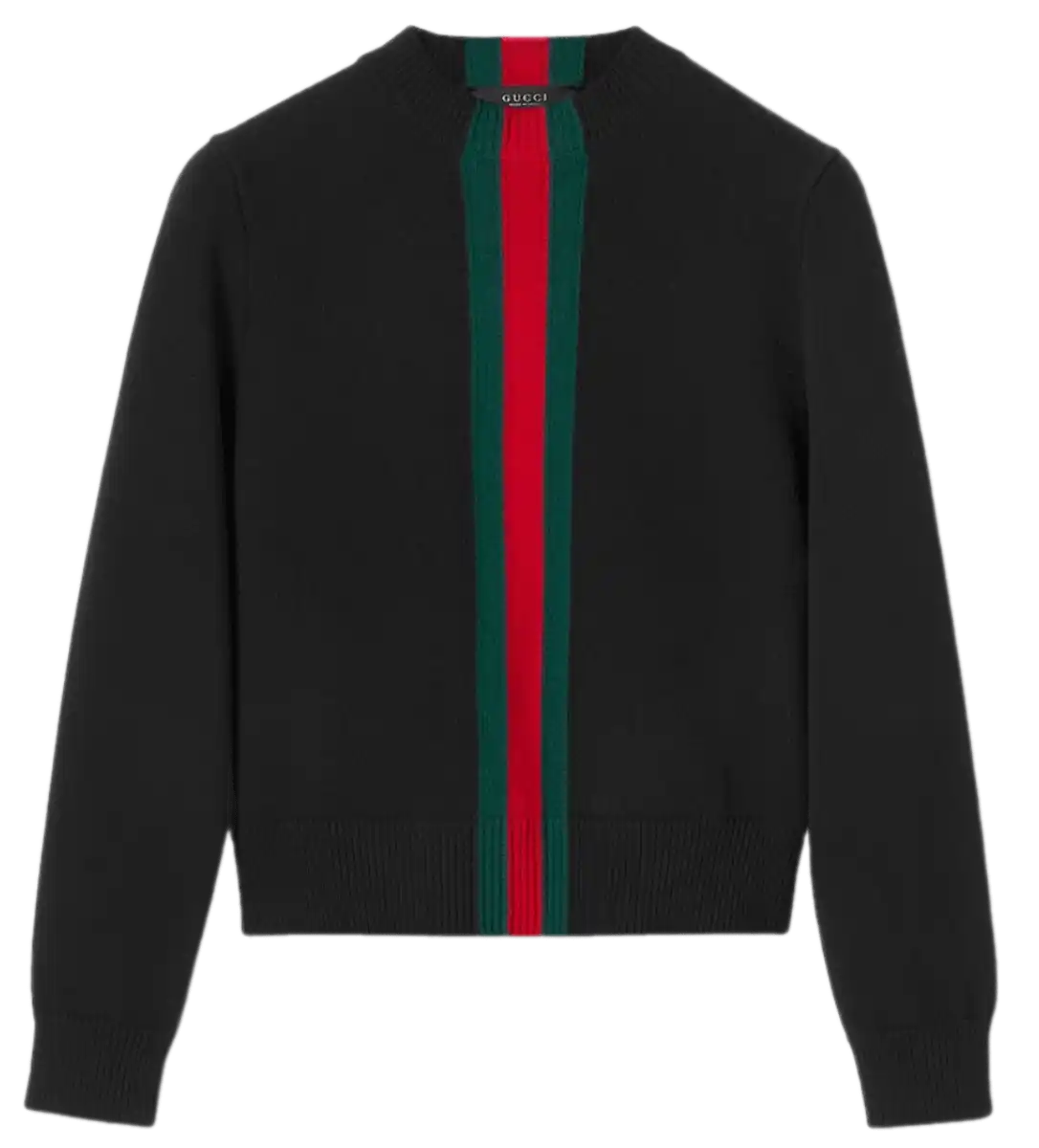 Gucci Fine Knit Wool Sweater with Web - Black