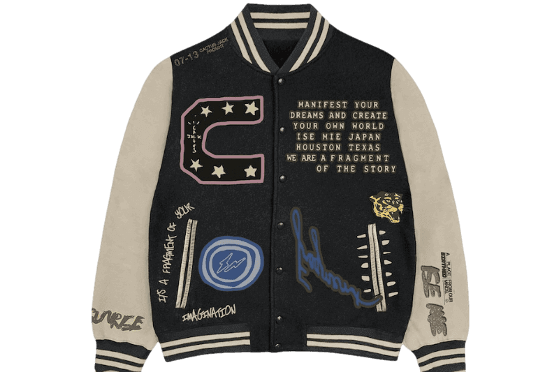 Travis Scott Cactus Jack For Fragment Manifest Letterman Jacket - Brown/Cream