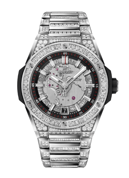 Hublot Big Bang Integrated Time Only Titanium Jewellery - 40mm, 18k White Gold, Baguette Diamonds
