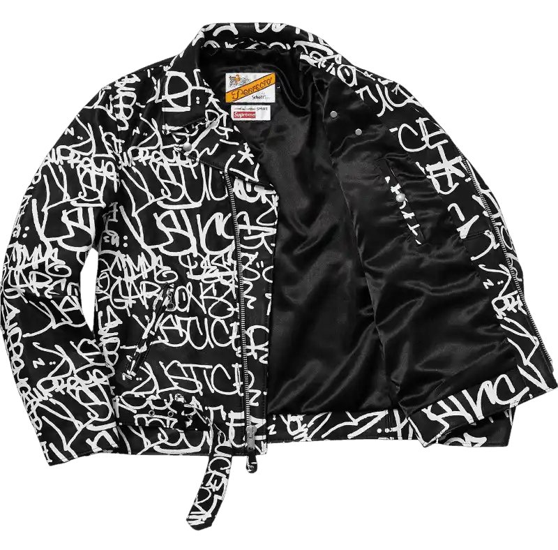 Supreme Comme des Garcons SHIRT Schott Painted Perfecto Leather Jacket - Black