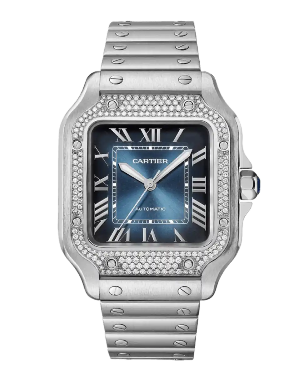 Cartier Santos Blue Dial - 35mm, Steel, Diamond Dial (2023)