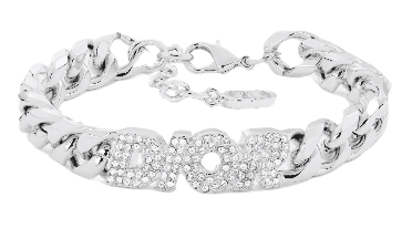 Dior Italic Chain link Bracelet - Silver-Finish Brass and White Crystals