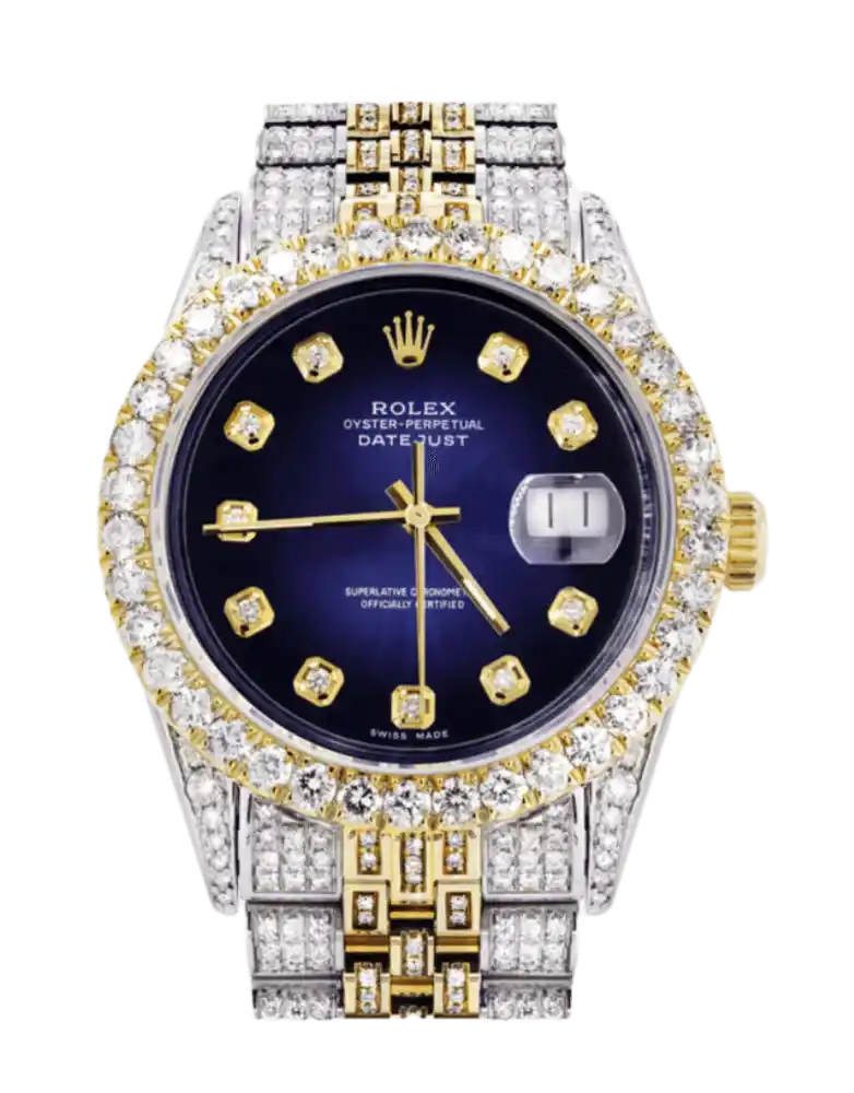 Rolex Datejust Black Blue Diamond Dial - 36mm, Iced Out