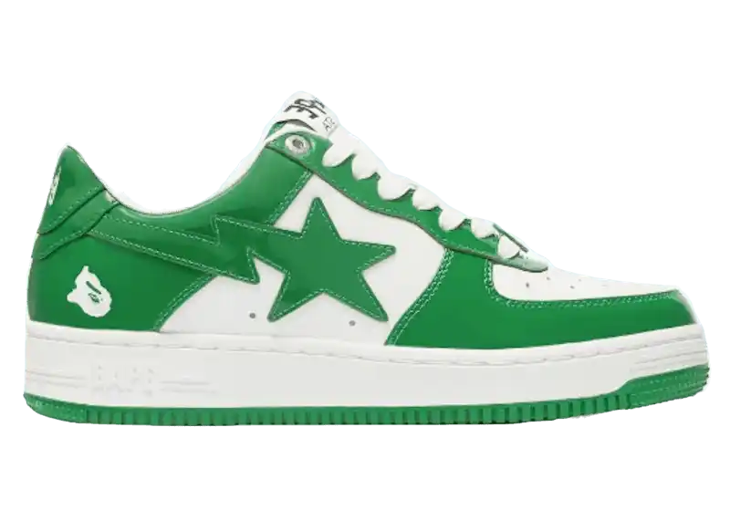 A Bathing Ape Bape Sta - Patent Leather Green White