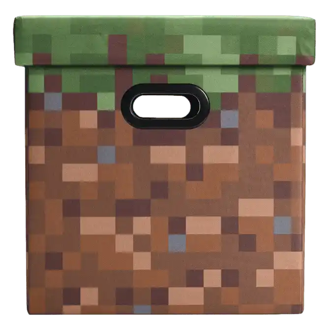 Minecraft Green Grass Storage Bin With Lid - 15 Inch