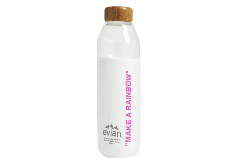 EVIAN BY VIRGIL ABLOH x SOMA Make A Rainbow Refillable Glass Water Bottle - White/Pink