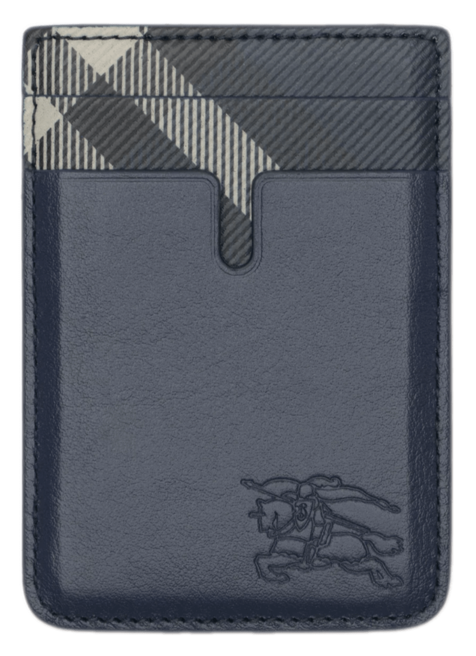 Burberry Pop Check Magnetic Card Case - Midnight Blue