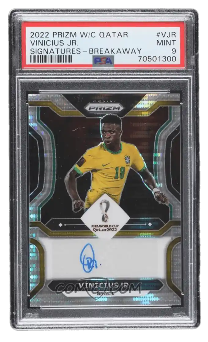 2022 Panini Prizm World Cup Qatar - Signatures - Breakaway Prizm #S-VJR - Vinicius Jr. PSA 9
