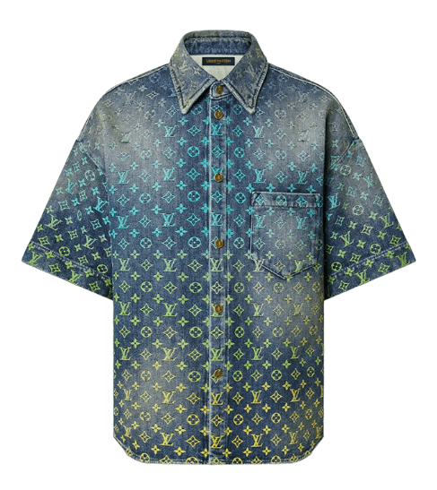 Louis Vuitton Rainbow Monogram Short-Sleeved Denim Shirt - Indigo Blue