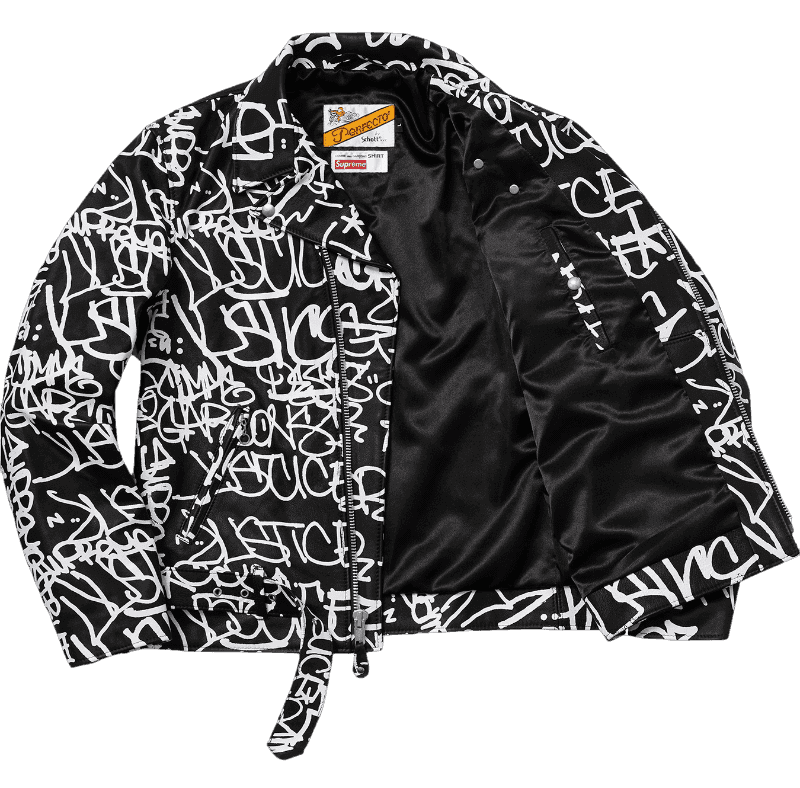Supreme Comme des Garcons SHIRT Schott Painted Perfecto Leather Jacket - Black
