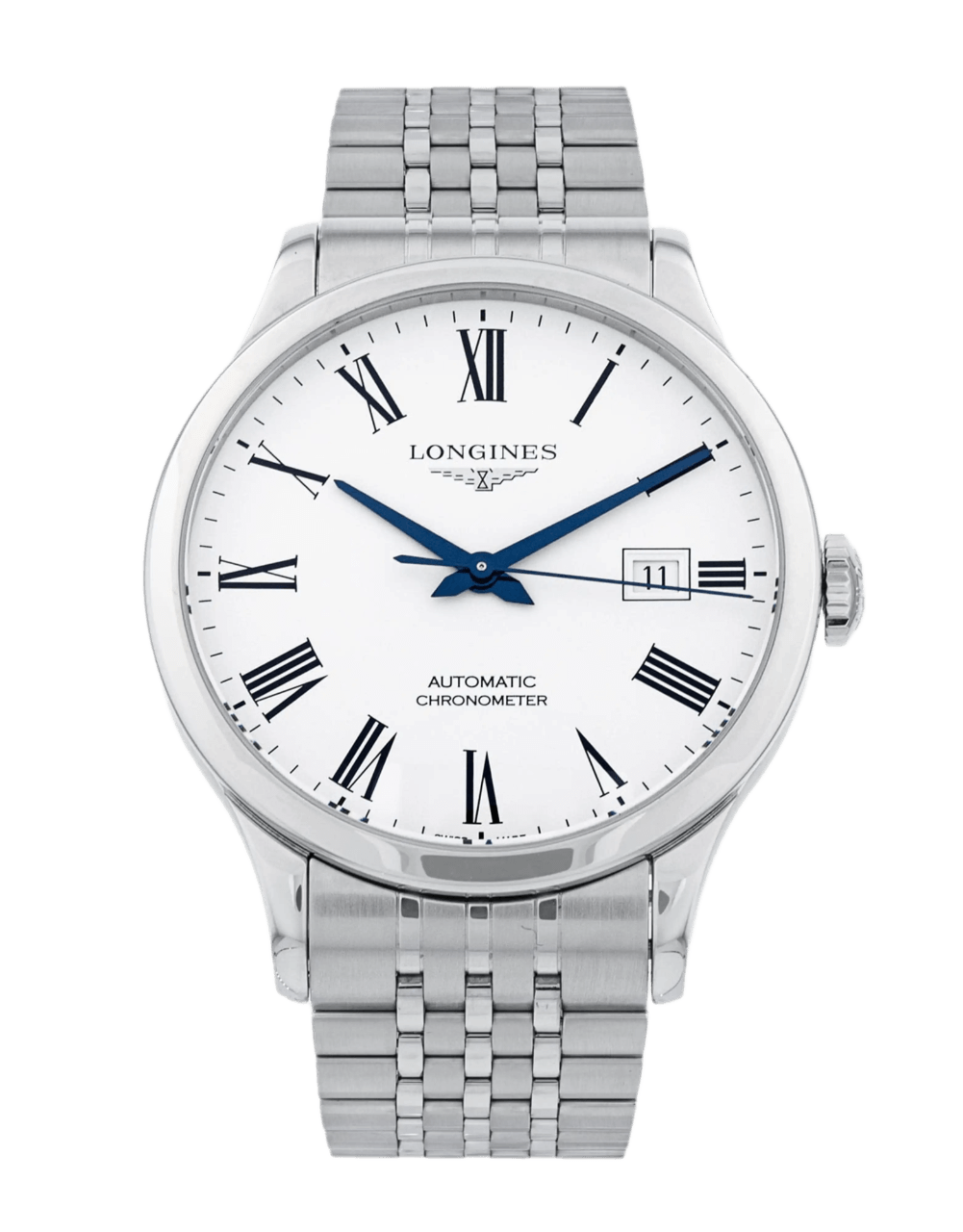 Longines Record White Roman Dial - 40mm, Steel (2022)