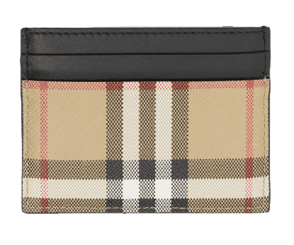 Burberry Vintage Check (5 Slot) Card Case - Black/Archive Beige