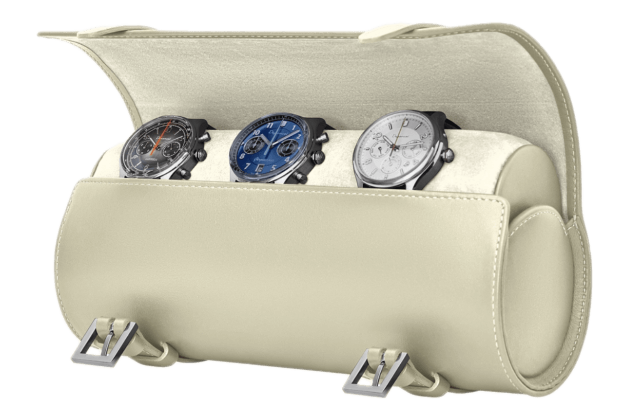 Lucrin Watch Roll - Off-White Smooth Leather