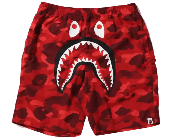 BAPE Color Camo Shark Beach Shorts (SS22) - Red